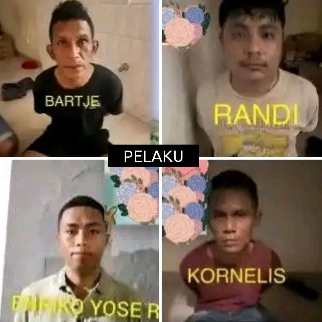 (Foto: Empat pelaku yang menyebabkan salah satu anggota TNI tewas/doc)