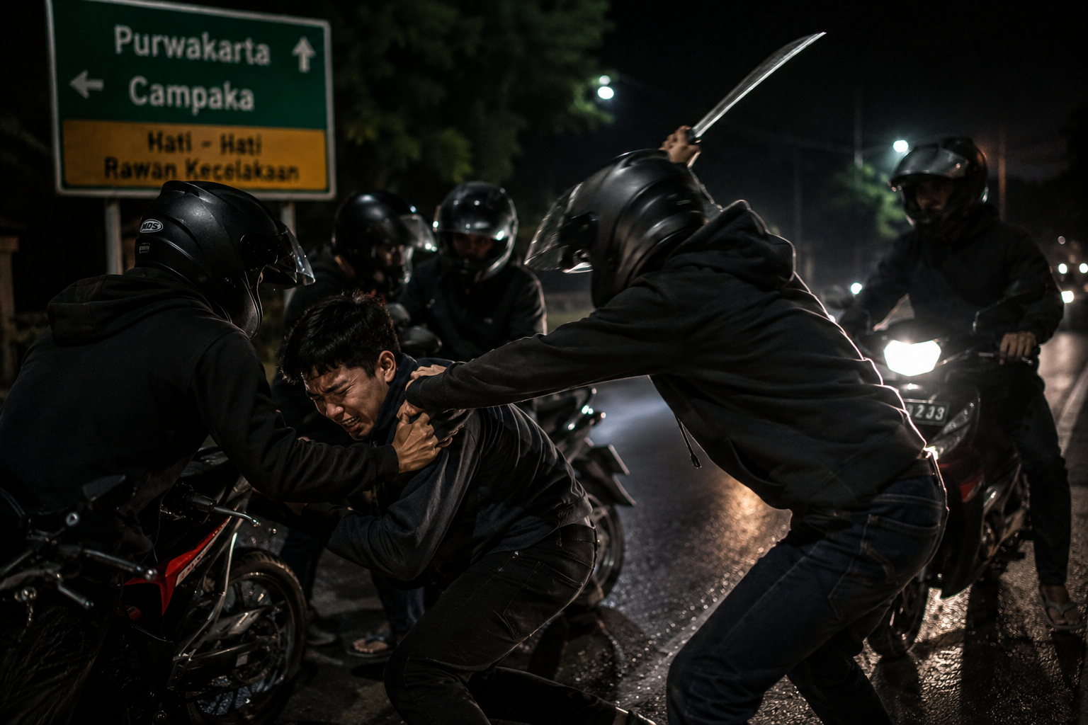 (Foto : Illustrasi penikaman seorangan remaja di Purwakarta/AI)