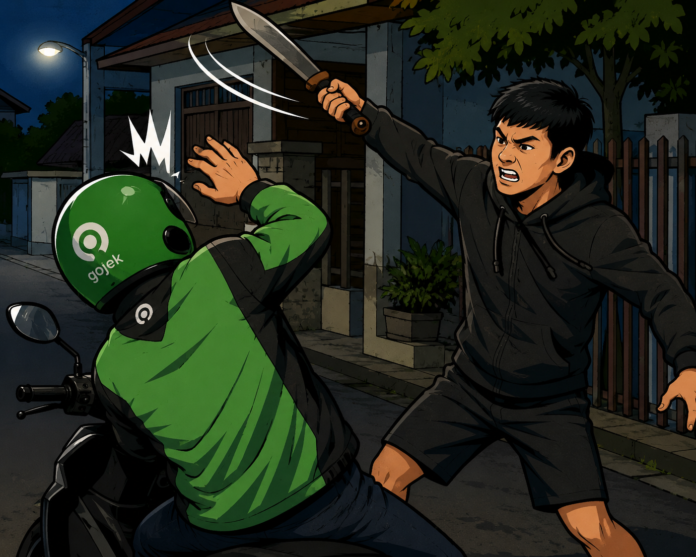 (Foto: Illustrasi pembacokan kepada pengemudi ojek/doc)