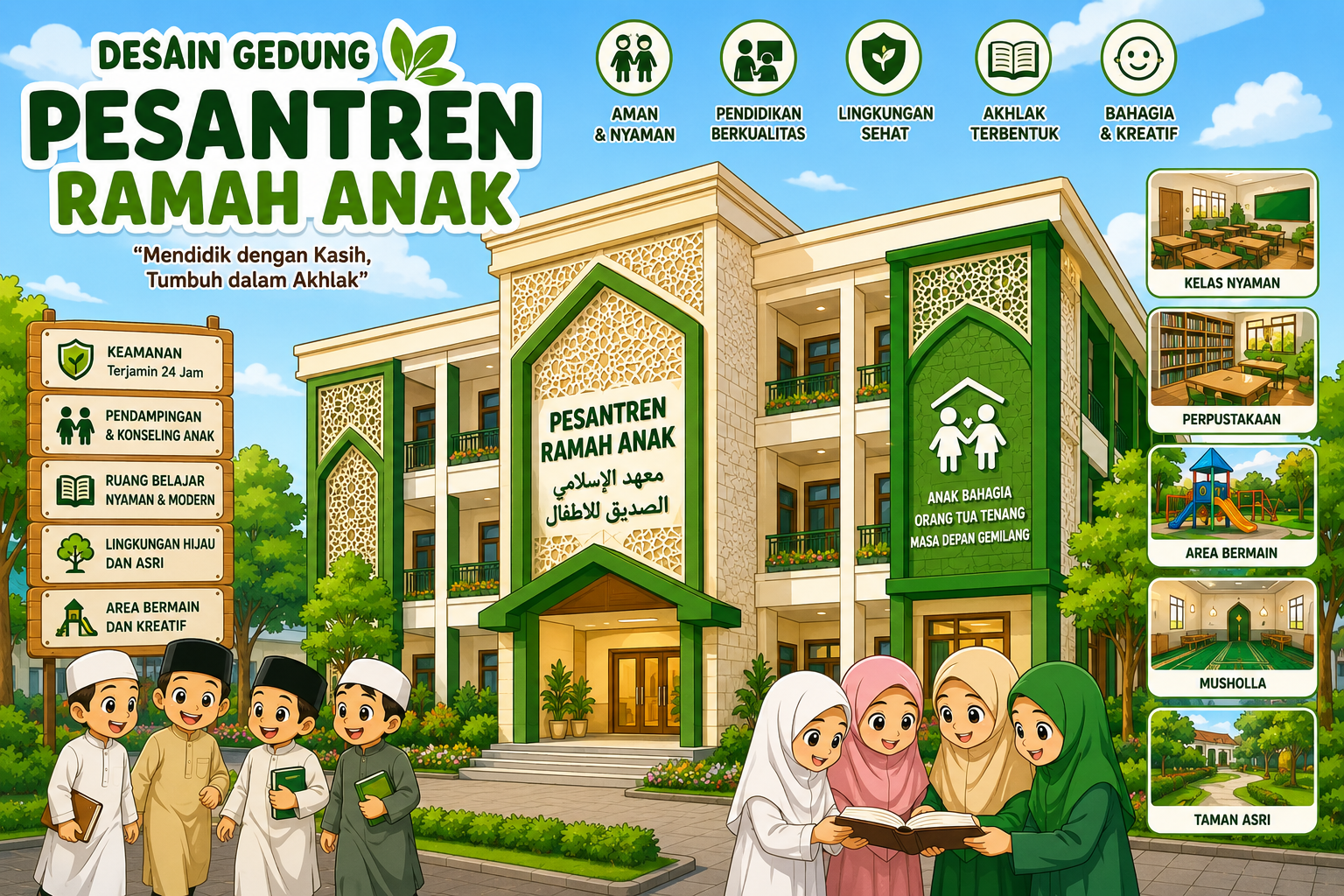 (Foto: Illustrasi gambar pesantren ramah anak/doc)