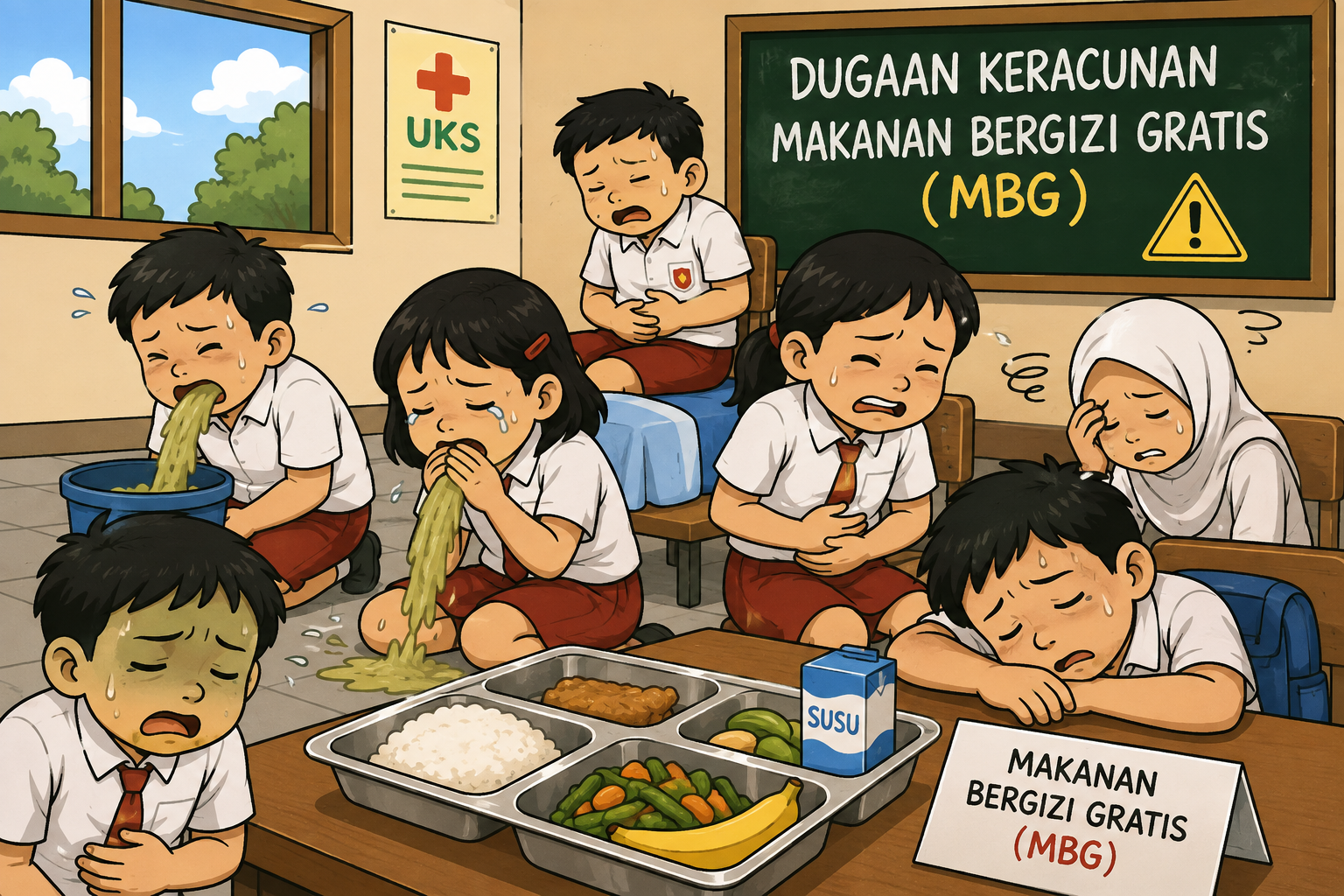 (Foto: Illustrasi siswa sekolah yang keracunan MBG/doc)